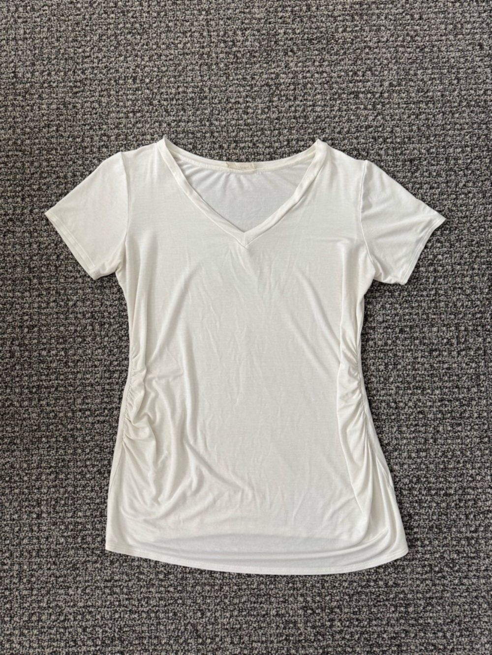 Hello MIZ Maternity White V-Neck Short Sleeve Top